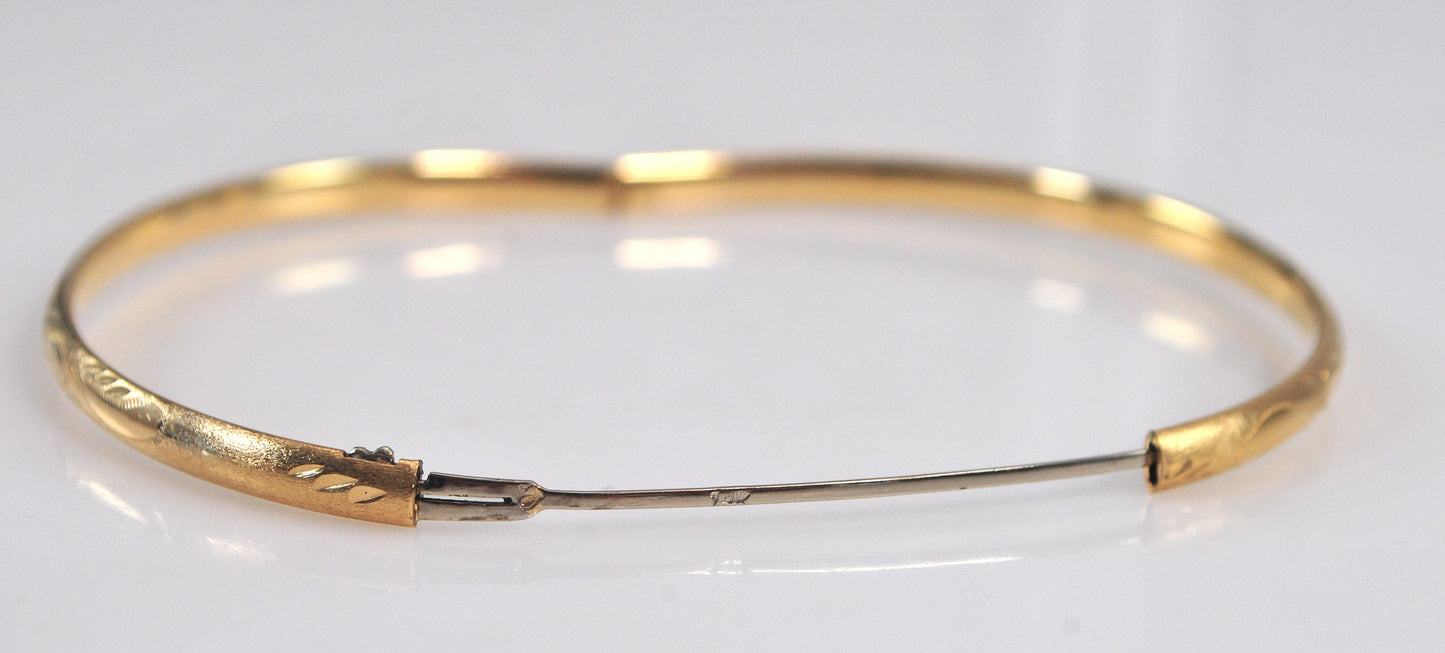 Narrow 14K Gold Bangle Bracelet