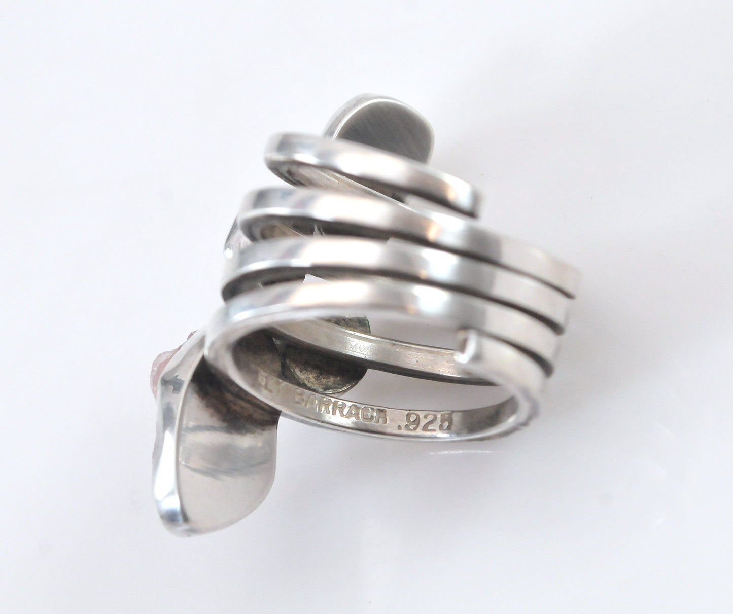 Lilly Barrack Sterling Silver Modernist Quartz Pearl Herkimer Diamond Ring