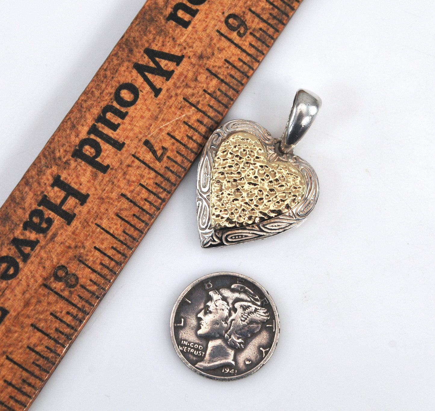 Prodesso Israel 925 14K Gold Heart Pendant