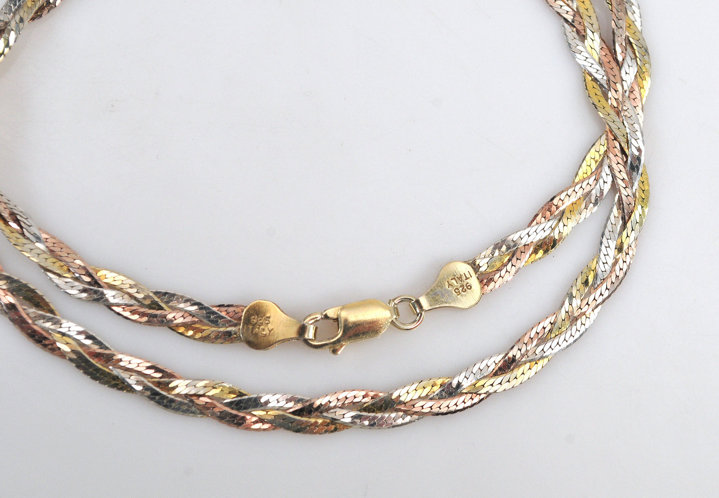 Three Tone 925 Italy Braided Necklace