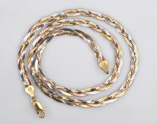 Three Tone 925 Italy Braided Necklace