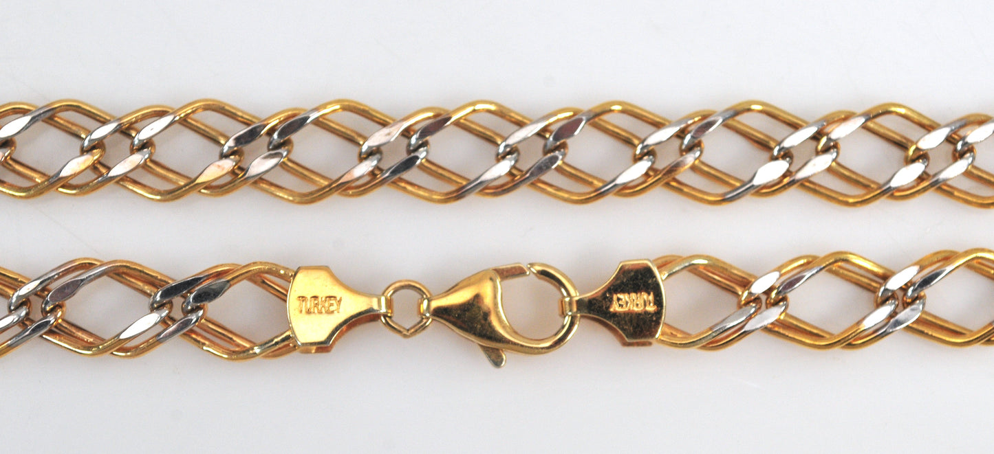 Turkey 925 Sterling Silver and Gold Filled Chain Necklace