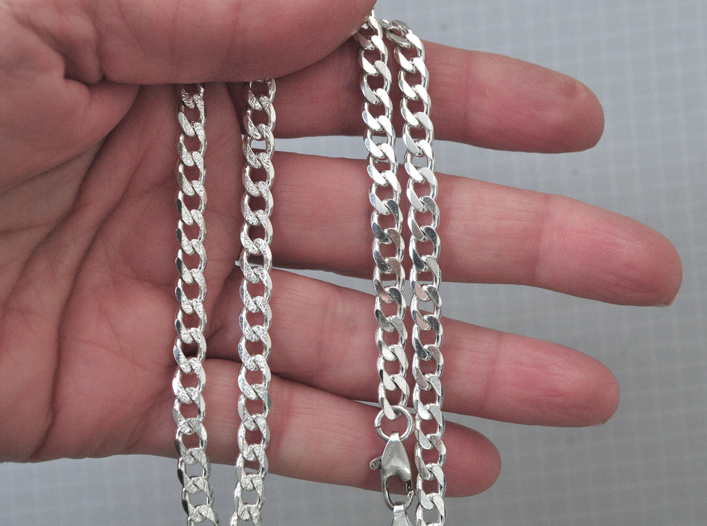 Reversible 925 Sterling Silver Curb Chain Necklace