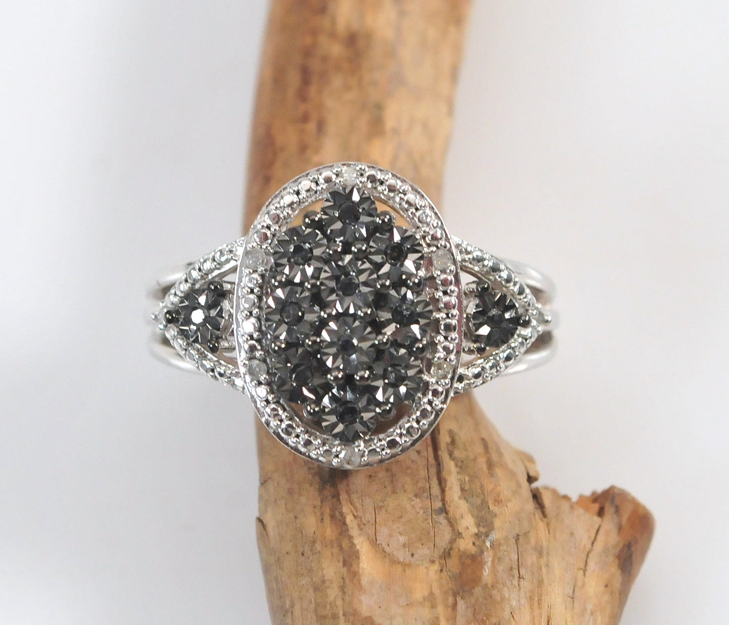 Sterling Silver Black Diamond Ring