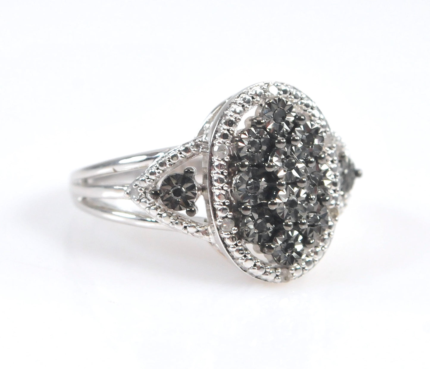 Sterling Silver Black Diamond Ring