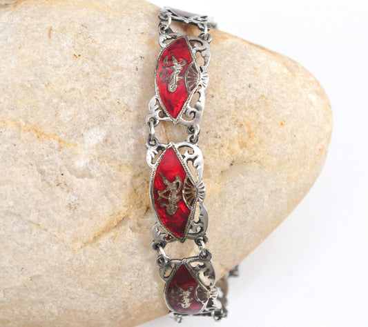 Siam Sterling Silver Red Enamel Bracelet