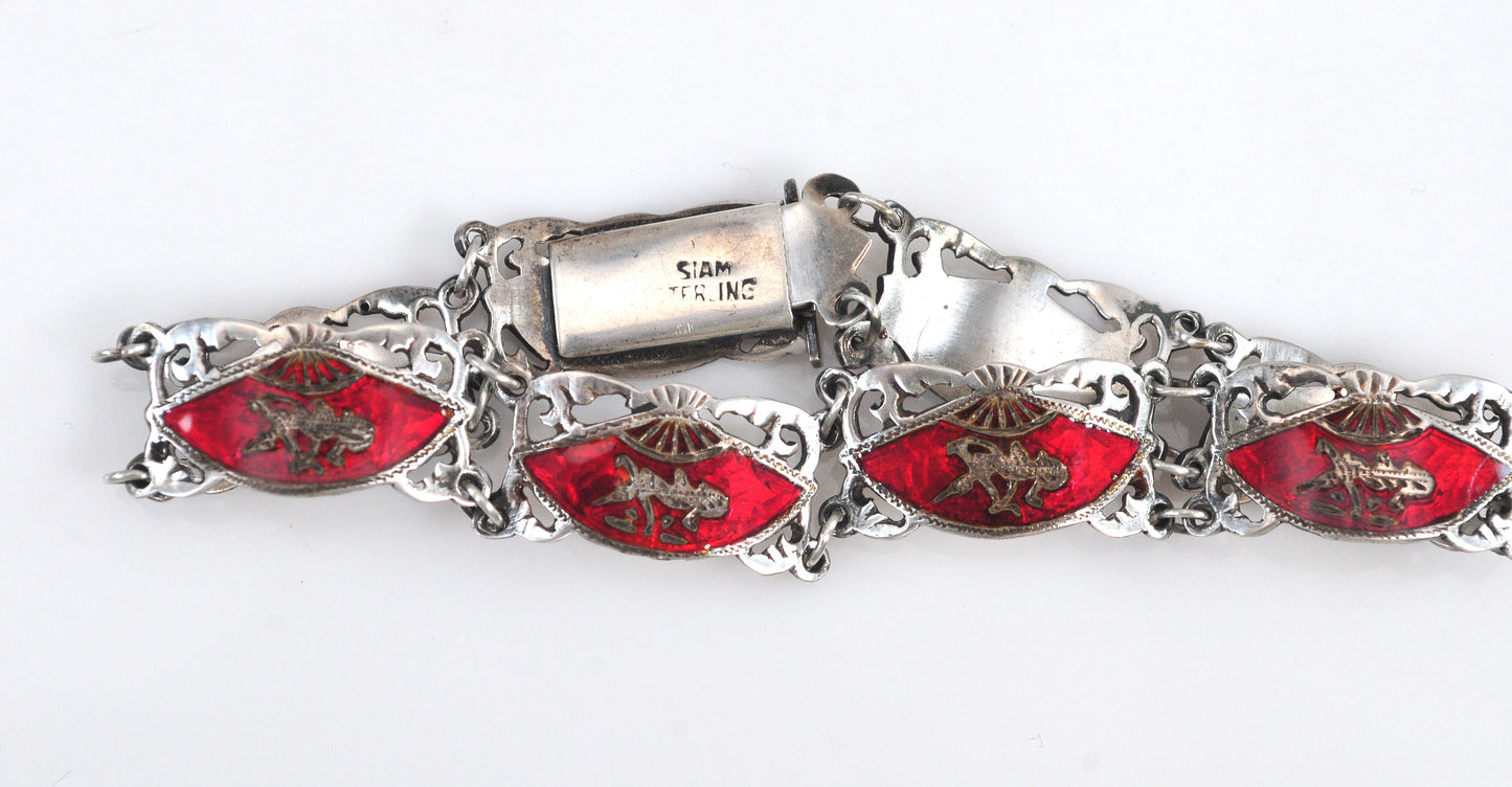 Siam Sterling Silver Red Enamel Bracelet