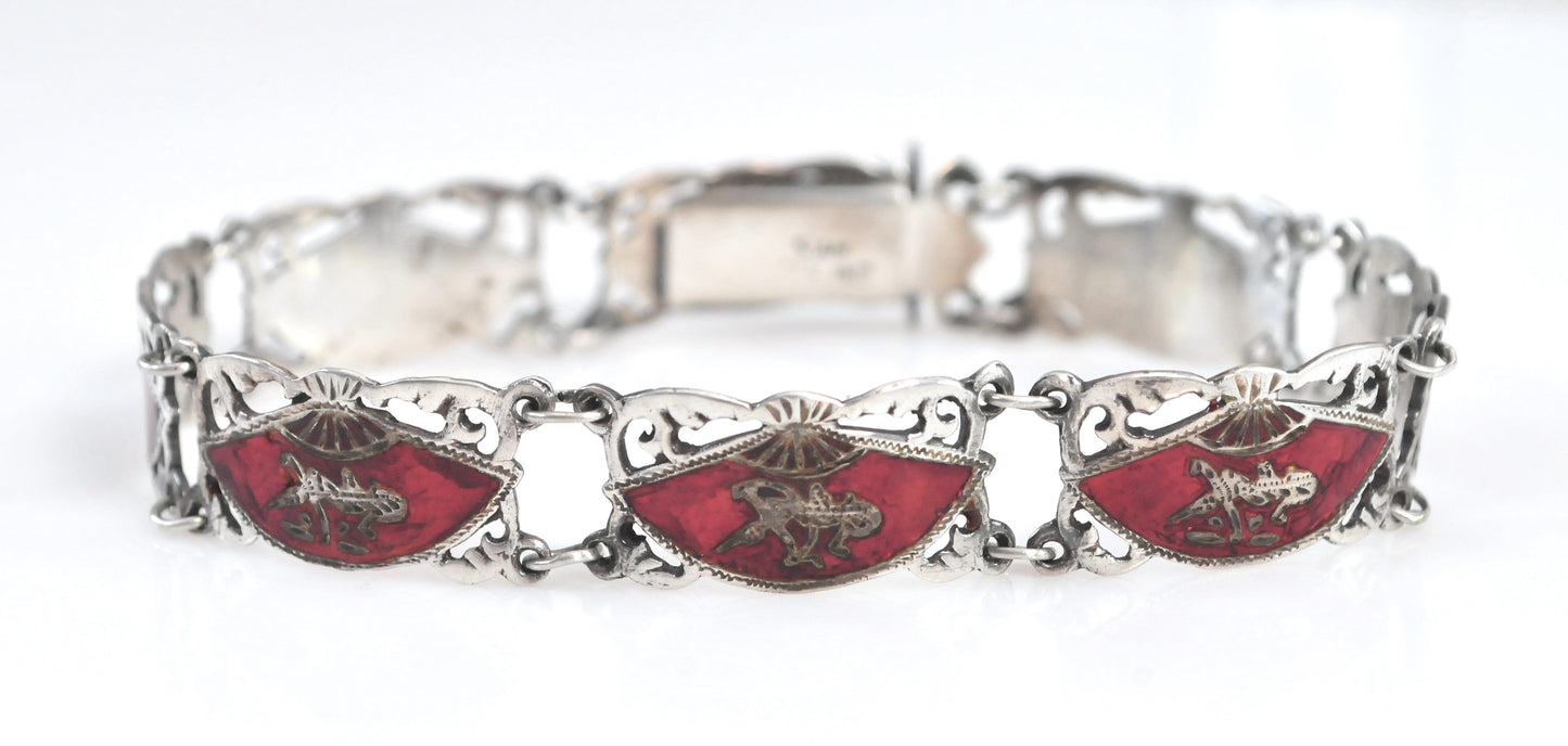 Siam Sterling Silver Red Enamel Bracelet