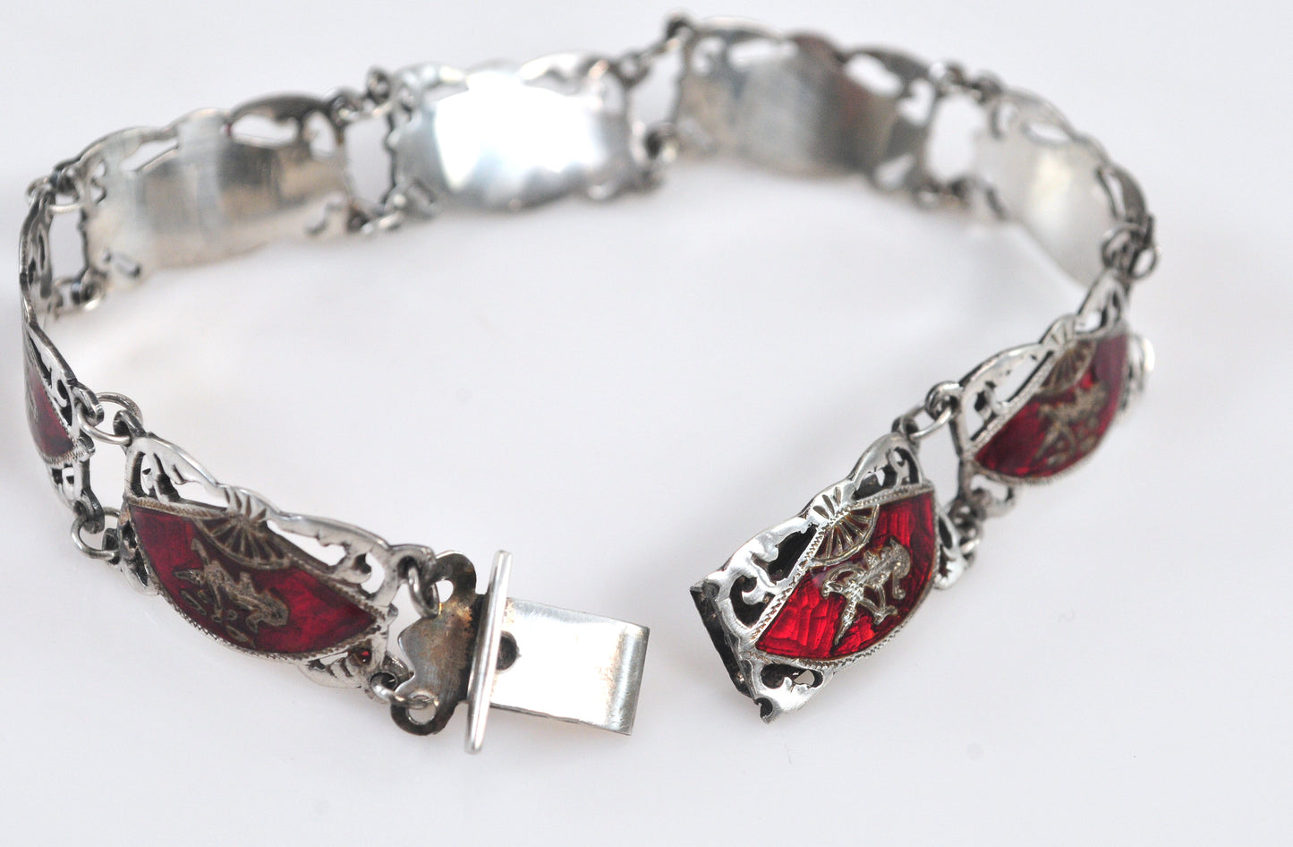 Siam Sterling Silver Red Enamel Bracelet