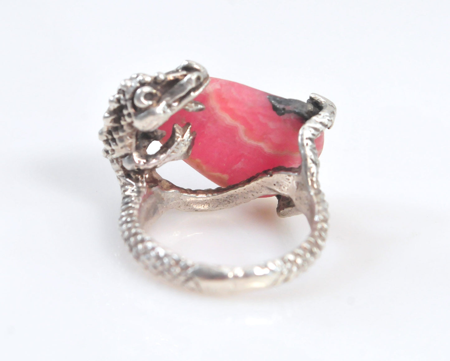 Sterling Silver Rhodochrosite Dragon Ring