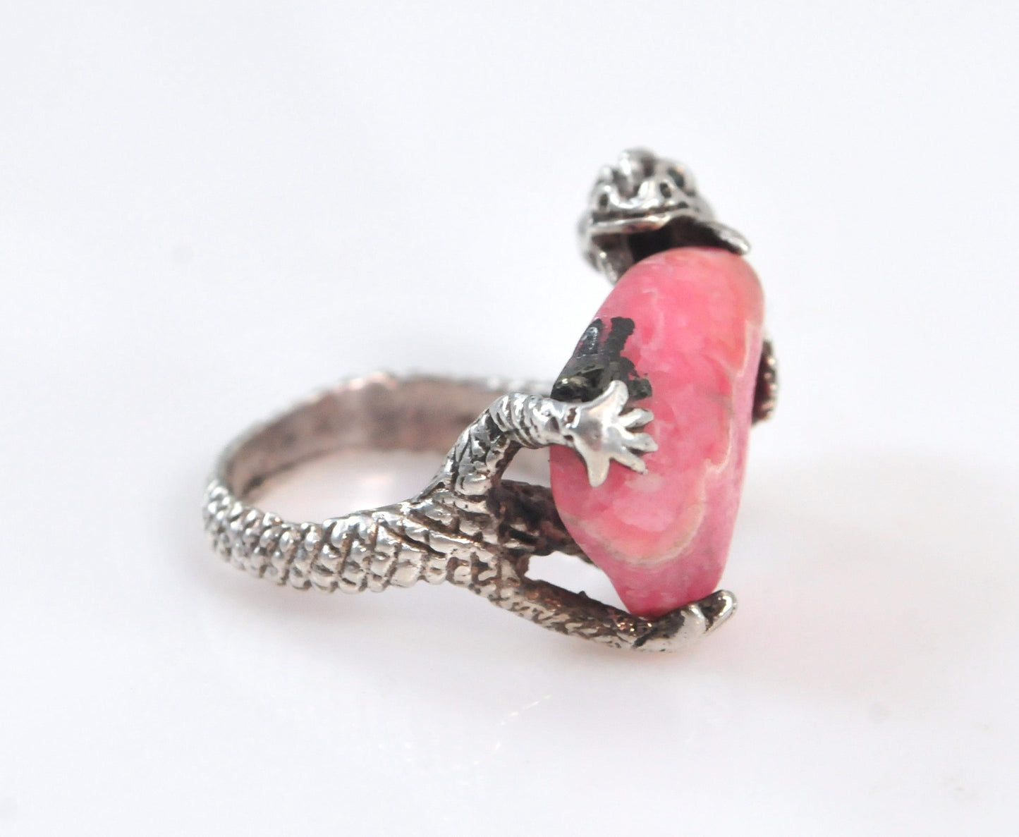 Sterling Silver Rhodochrosite Dragon Ring
