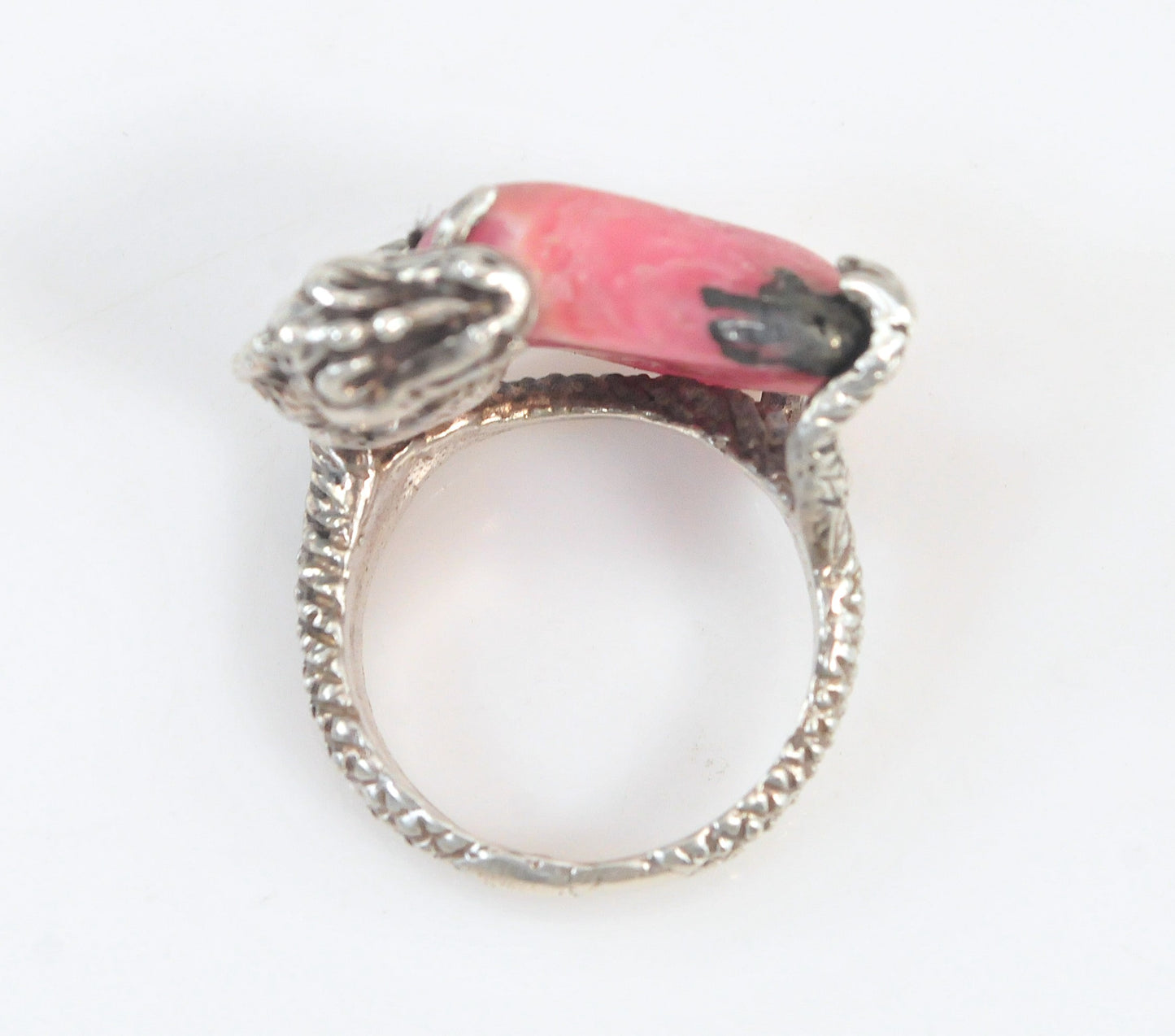 Sterling Silver Rhodochrosite Dragon Ring