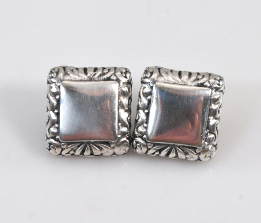 Heavy Sterling Silver Square Earrings