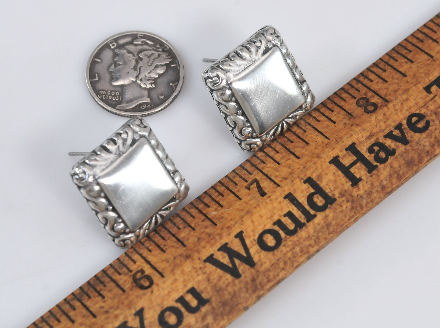 Heavy Sterling Silver Square Earrings
