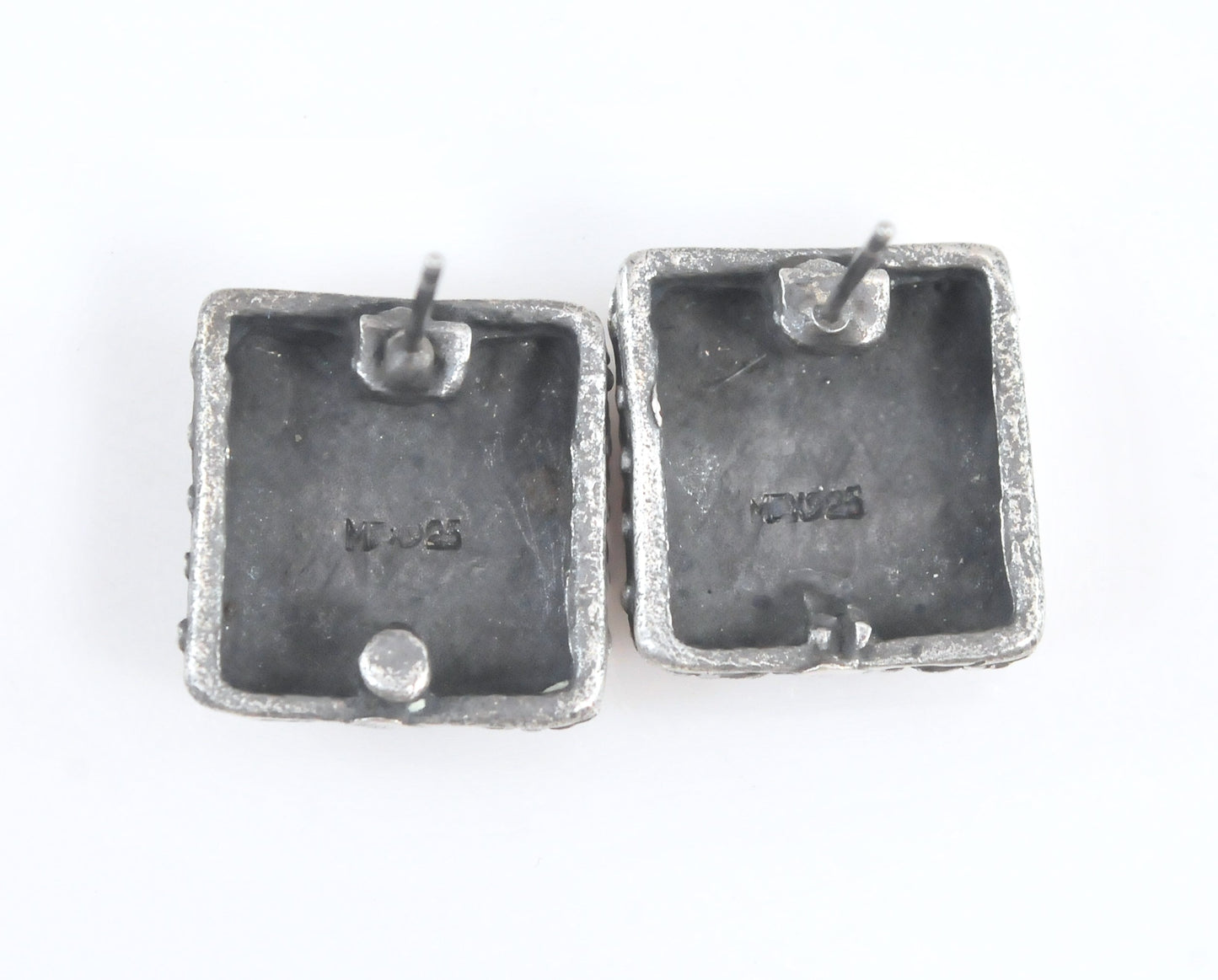 Heavy Sterling Silver Square Earrings