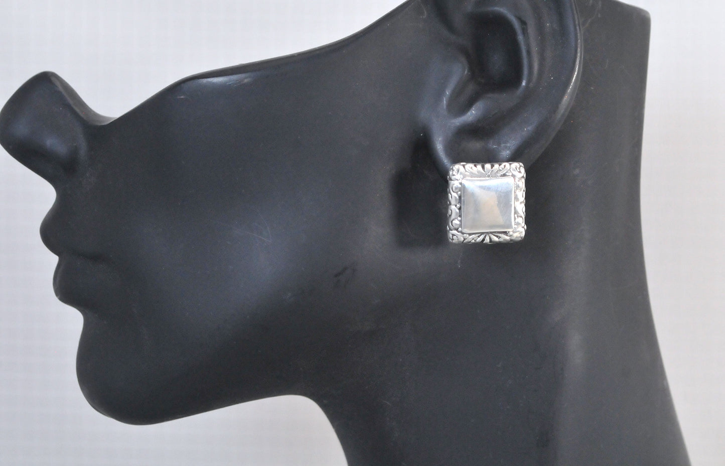 Heavy Sterling Silver Square Earrings