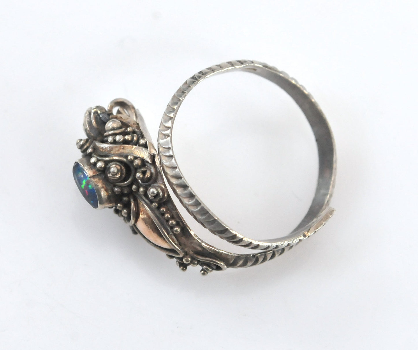 Adjustable Sterling Silver 10K Gold Serpent Ring