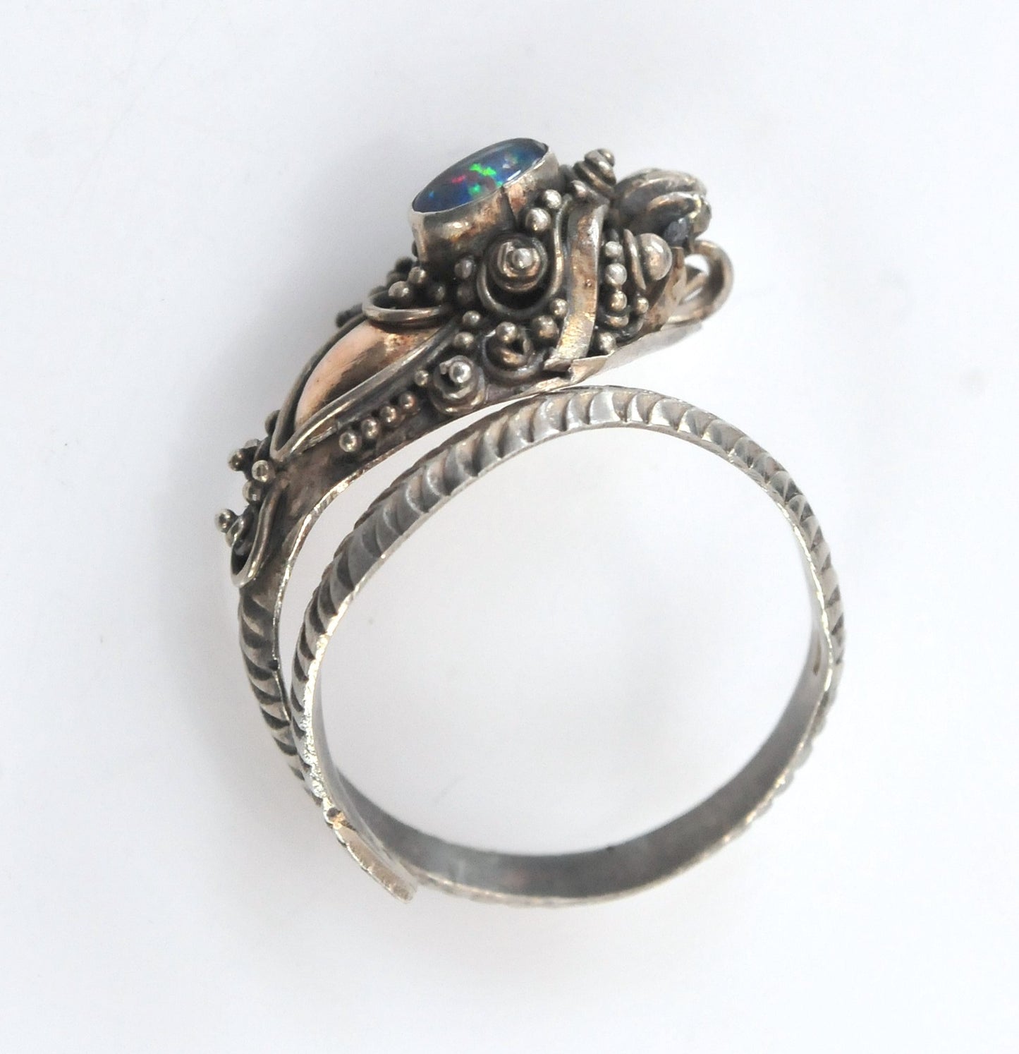 Adjustable Sterling Silver 10K Gold Serpent Ring