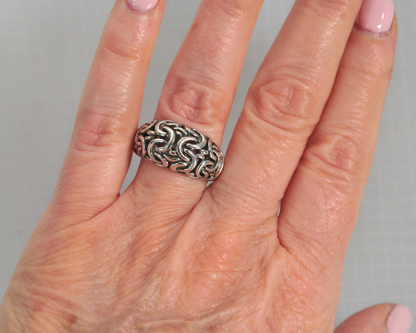 Signed Sterling silver Byzantine Ring