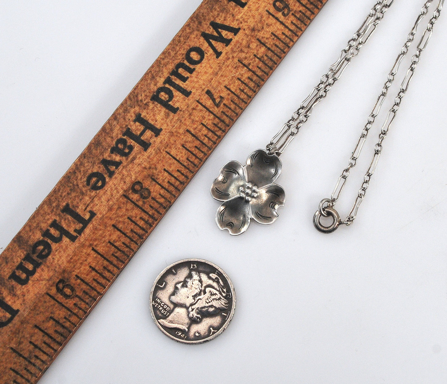 Vintage Sterling Silver Dogwood Flower Choker Necklace
