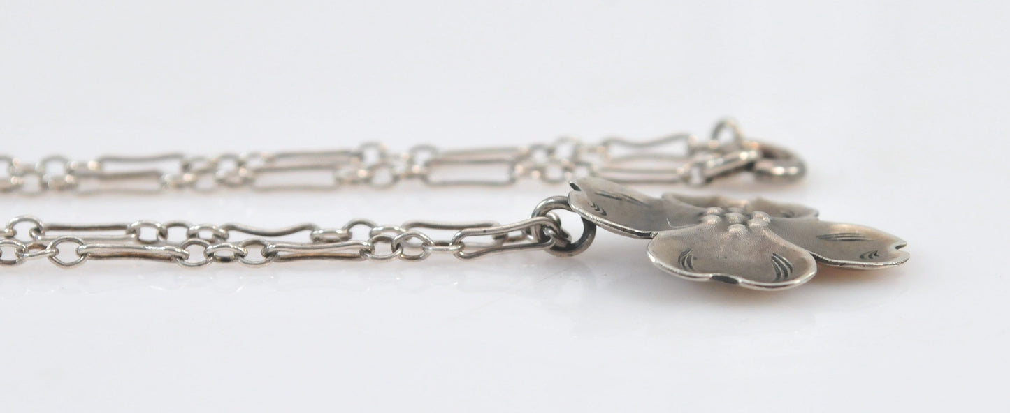 Vintage Sterling Silver Dogwood Flower Choker Necklace