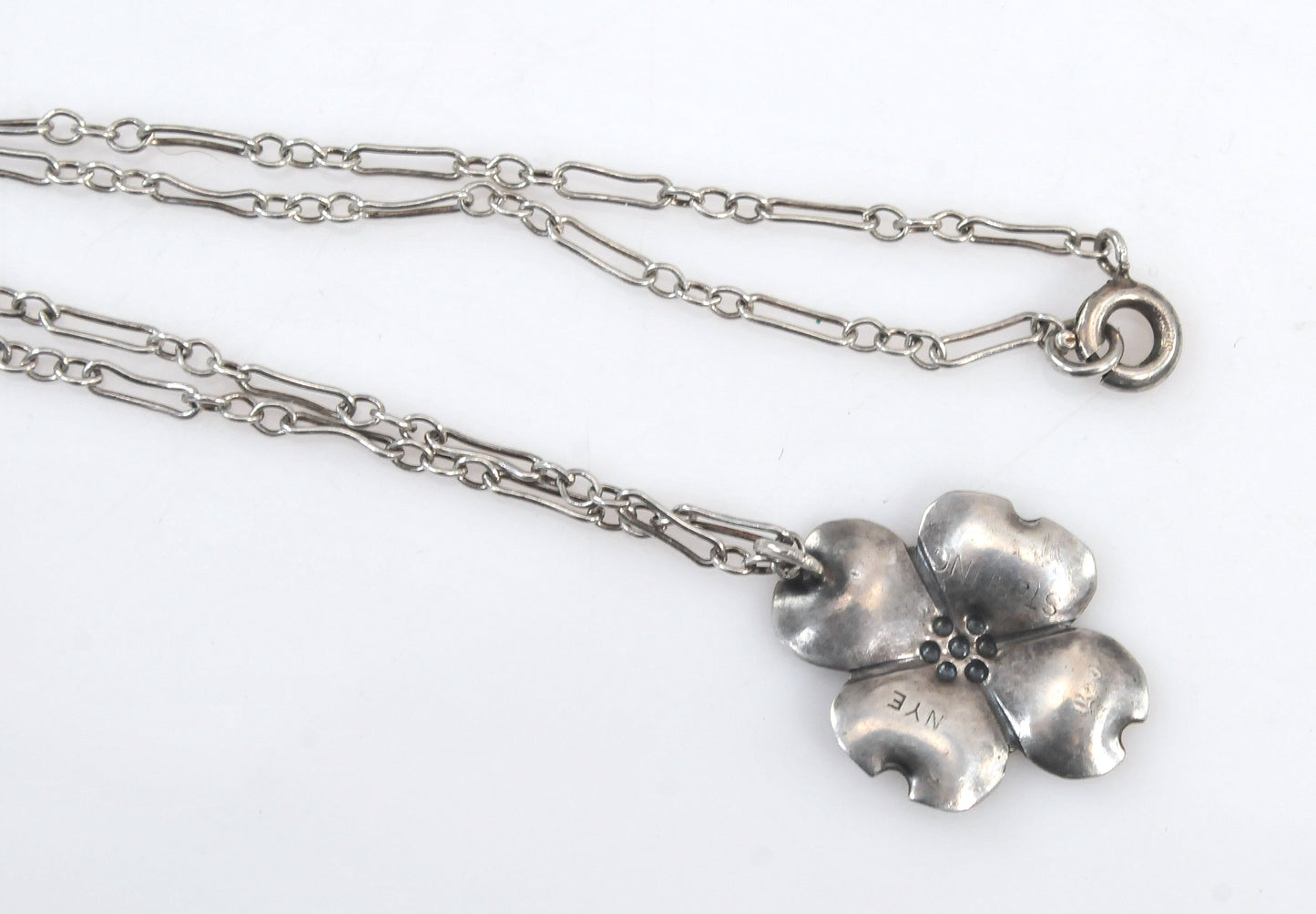 Vintage Sterling Silver Dogwood Flower Choker Necklace