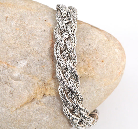 Heavy Sterling Silver Braided Foxtail Bracelet
