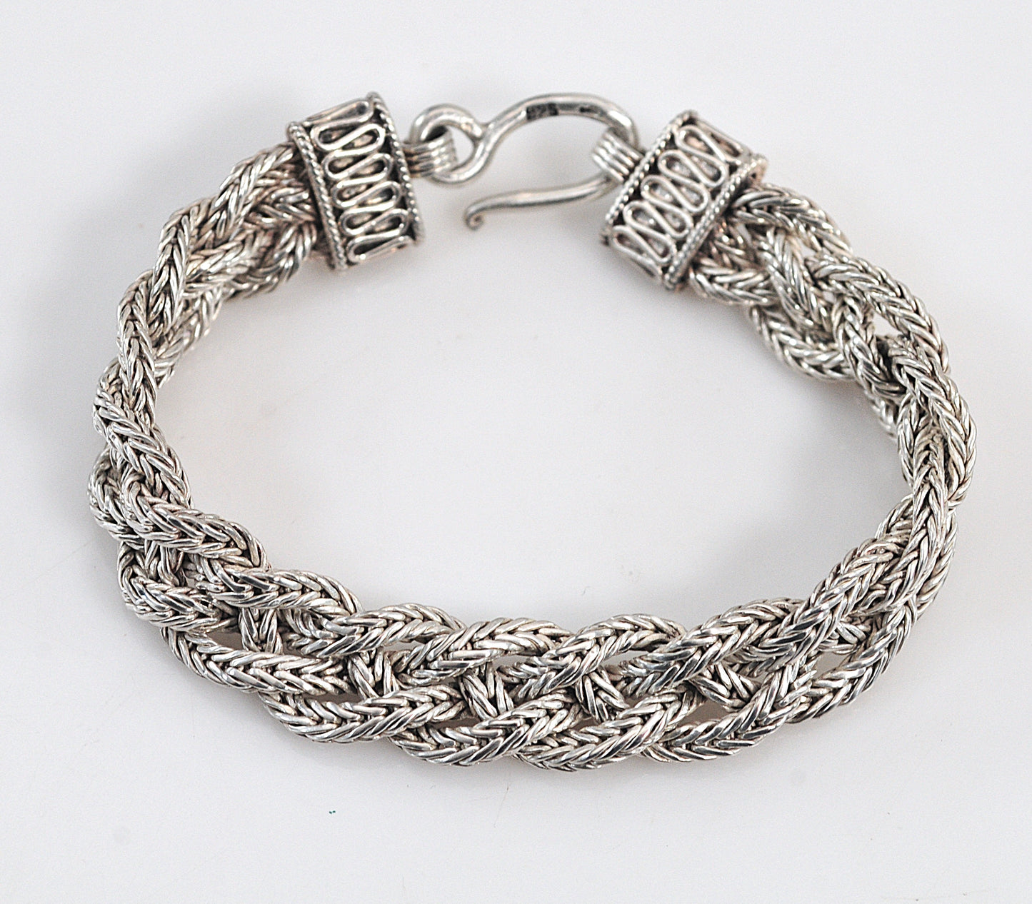 Heavy Sterling Silver Braided Foxtail Bracelet