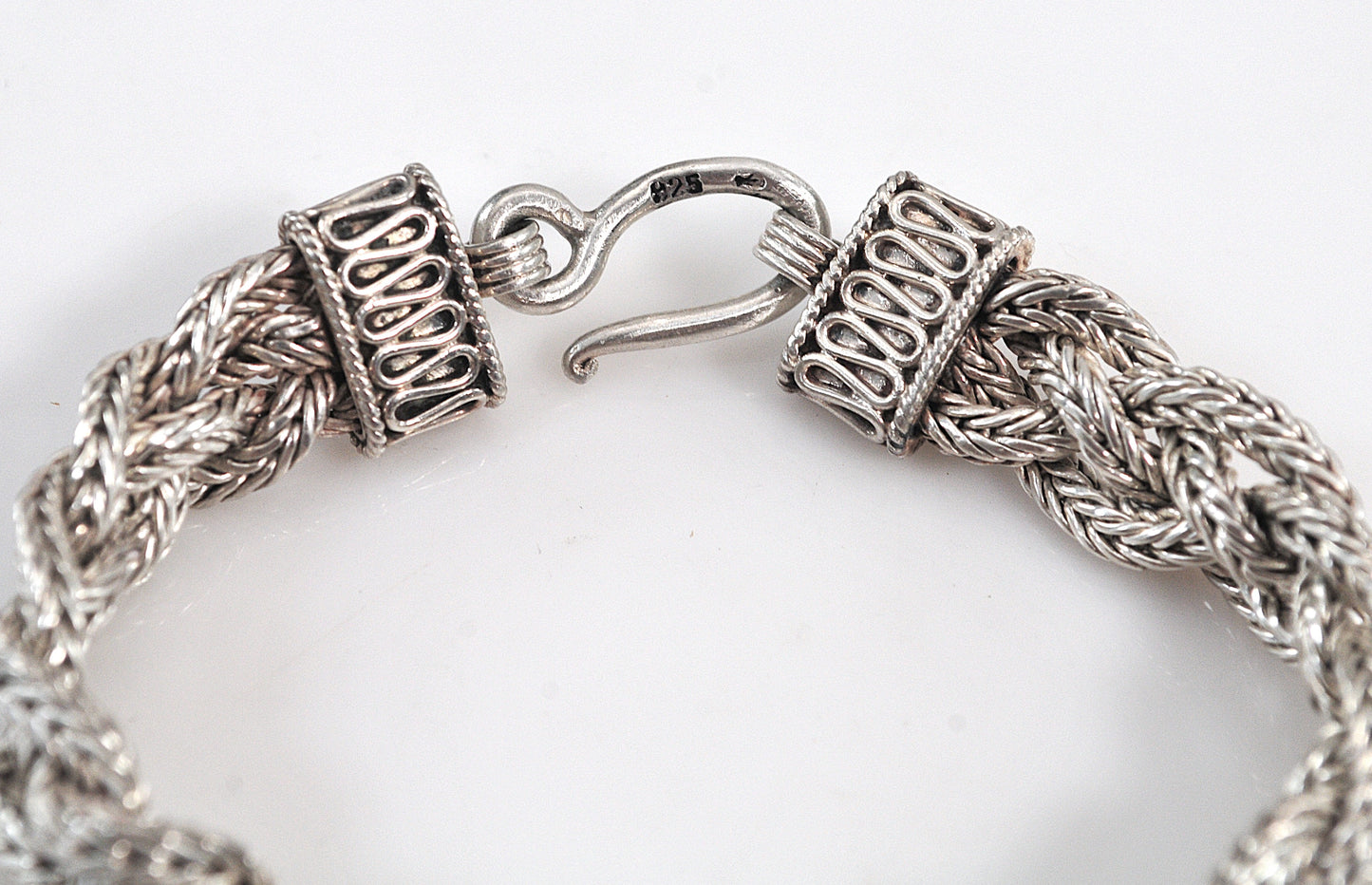 Heavy Sterling Silver Braided Foxtail Bracelet