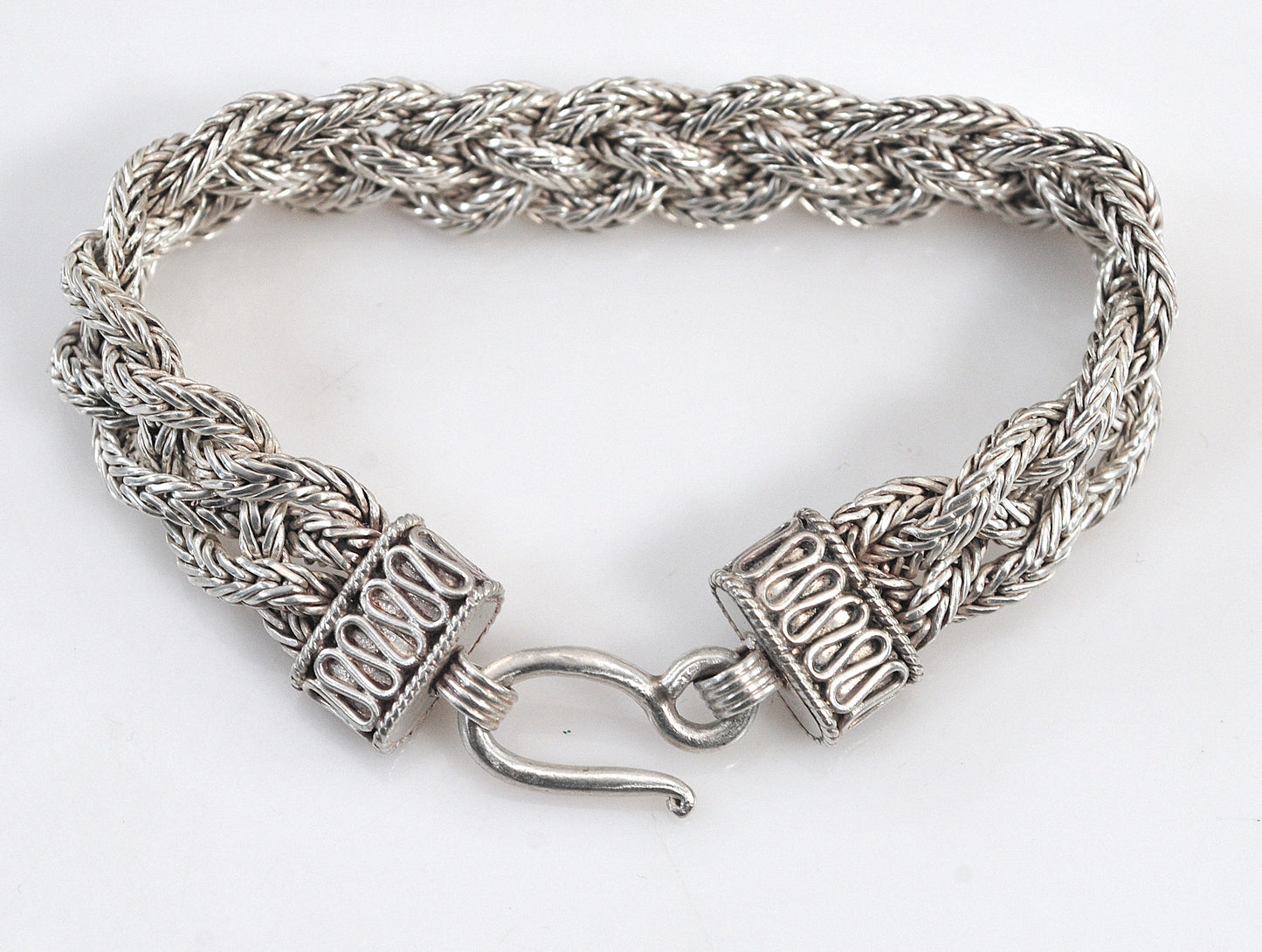 Heavy Sterling Silver Braided Foxtail Bracelet