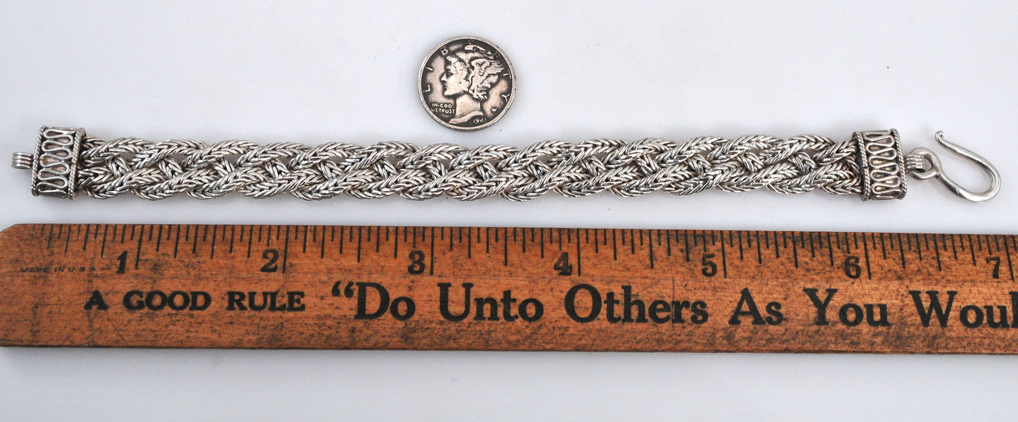 Heavy Sterling Silver Braided Foxtail Bracelet