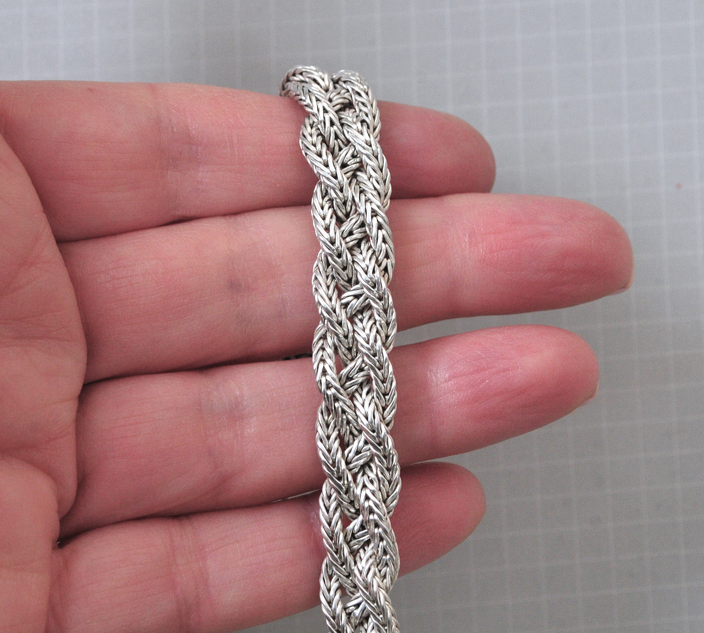 Heavy Sterling Silver Braided Foxtail Bracelet