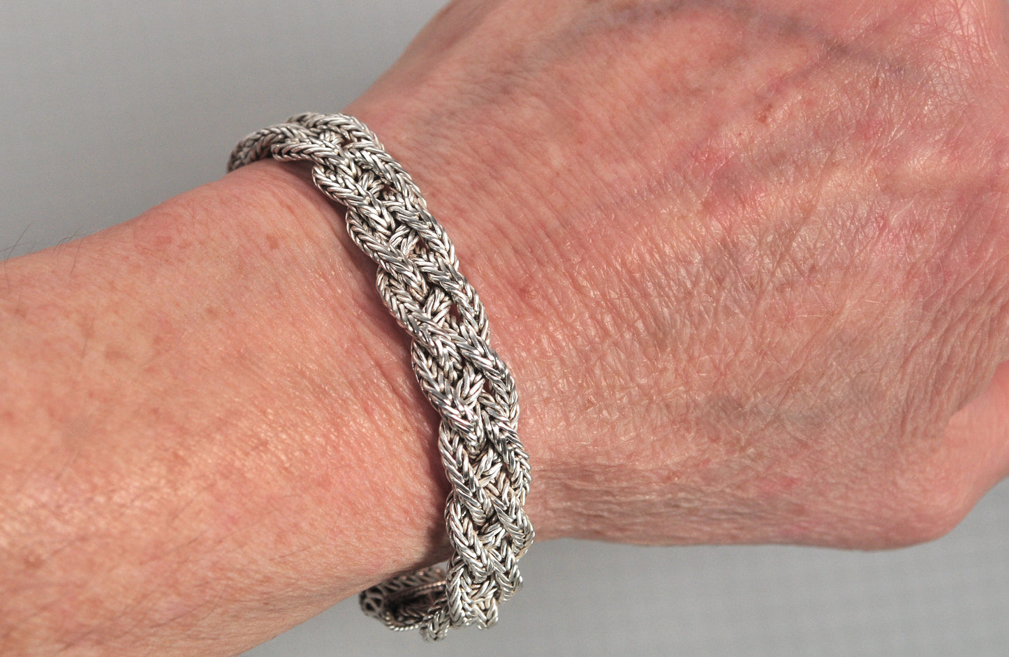 Heavy Sterling Silver Braided Foxtail Bracelet