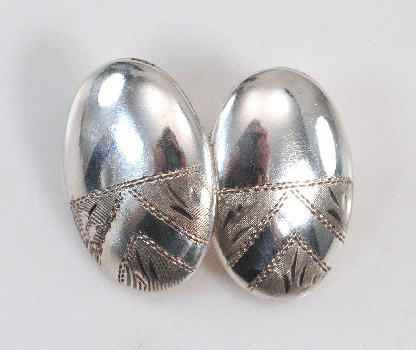 Large Sterling Silver Puffed Oval Earrings