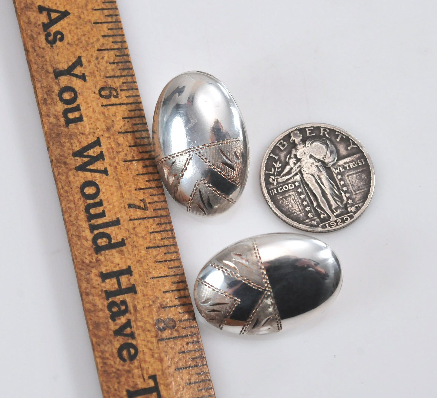 Large Sterling Silver Puffed Oval Earrings