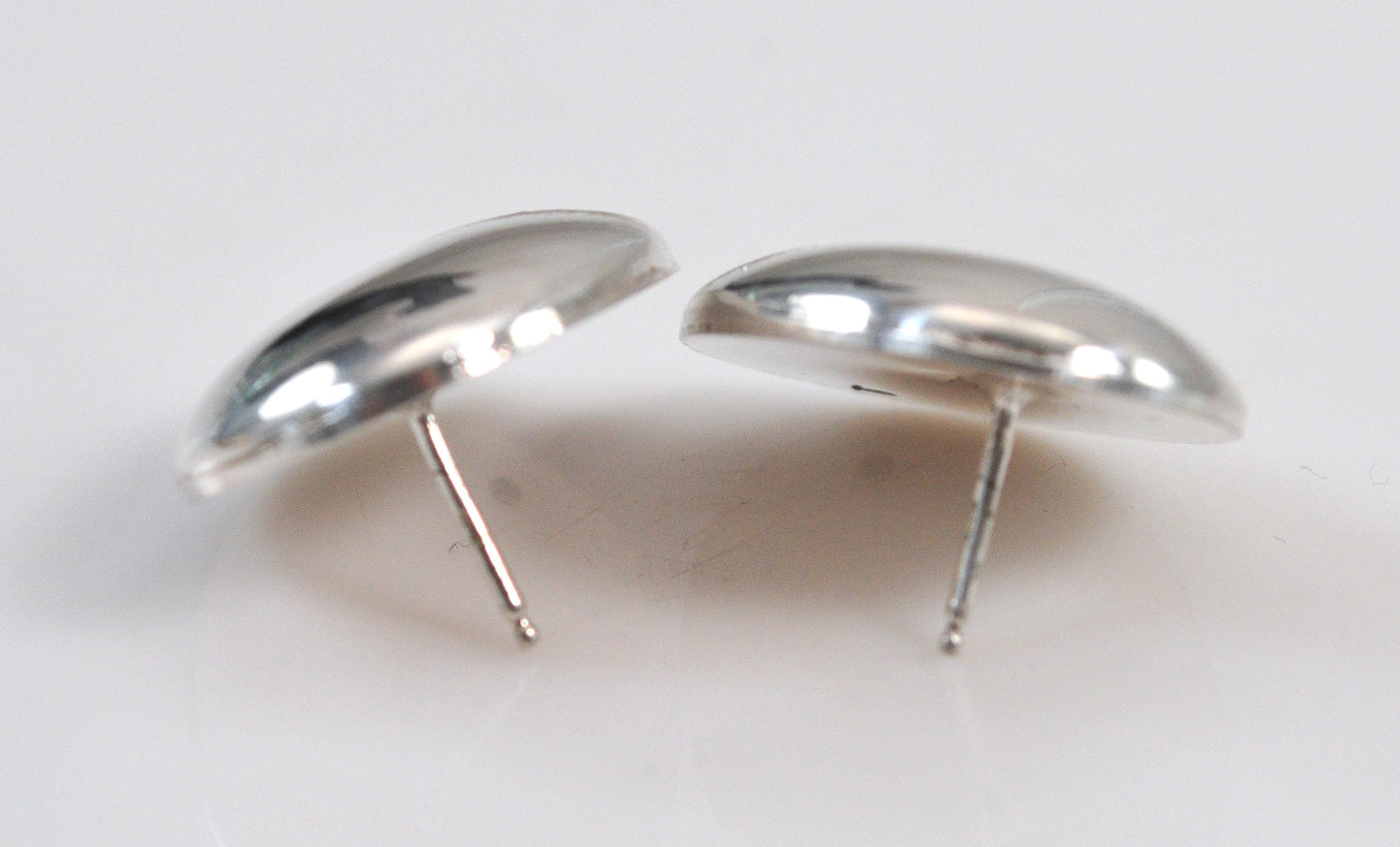 Large Sterling Silver Puffed Oval Earrings
