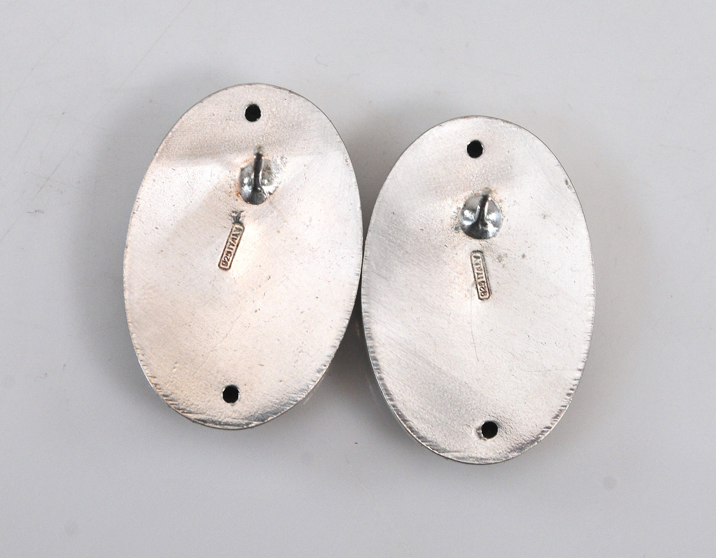 Large Sterling Silver Puffed Oval Earrings