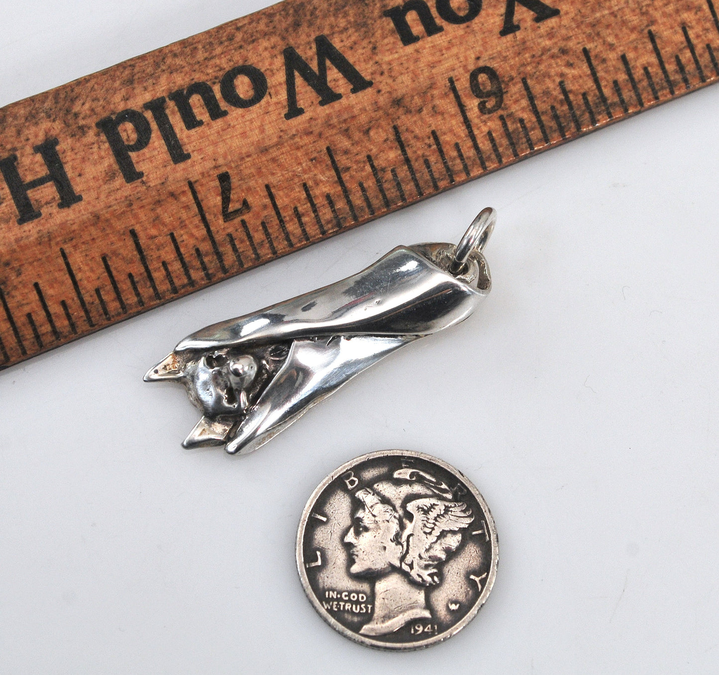Sterling Silver Hanging Bat Pendant