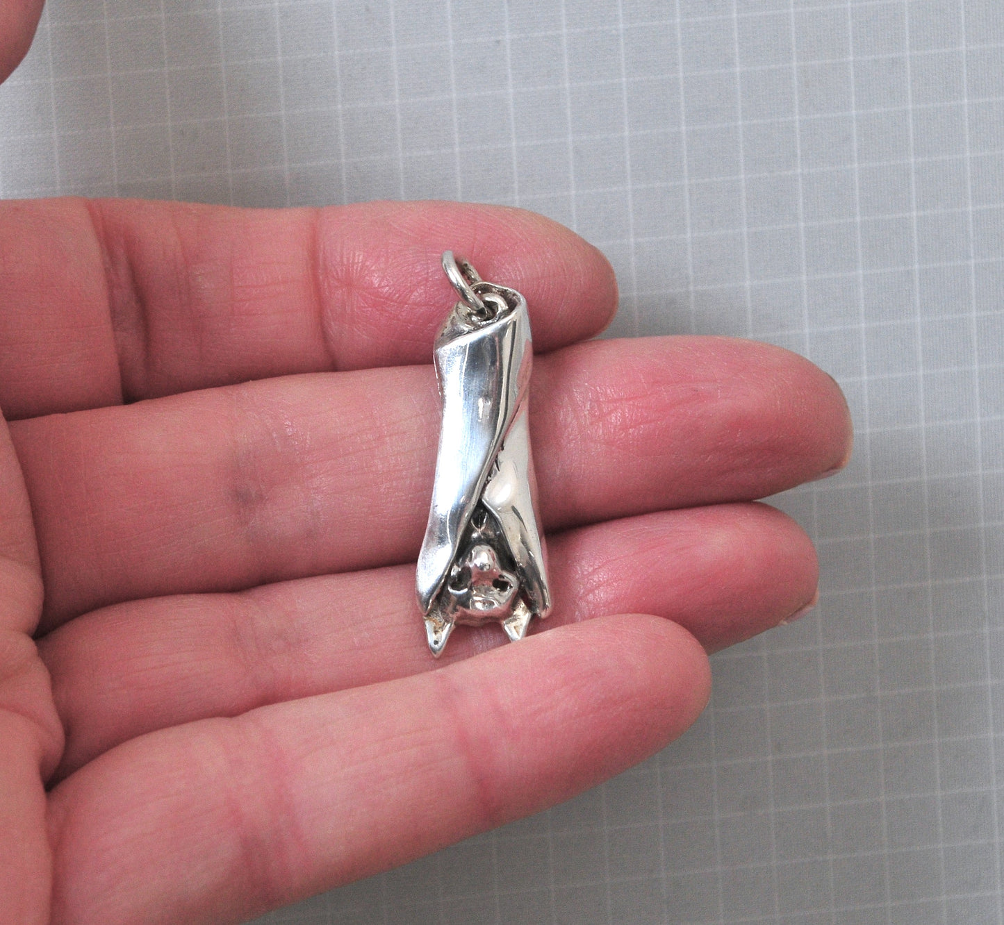 Sterling Silver Hanging Bat Pendant