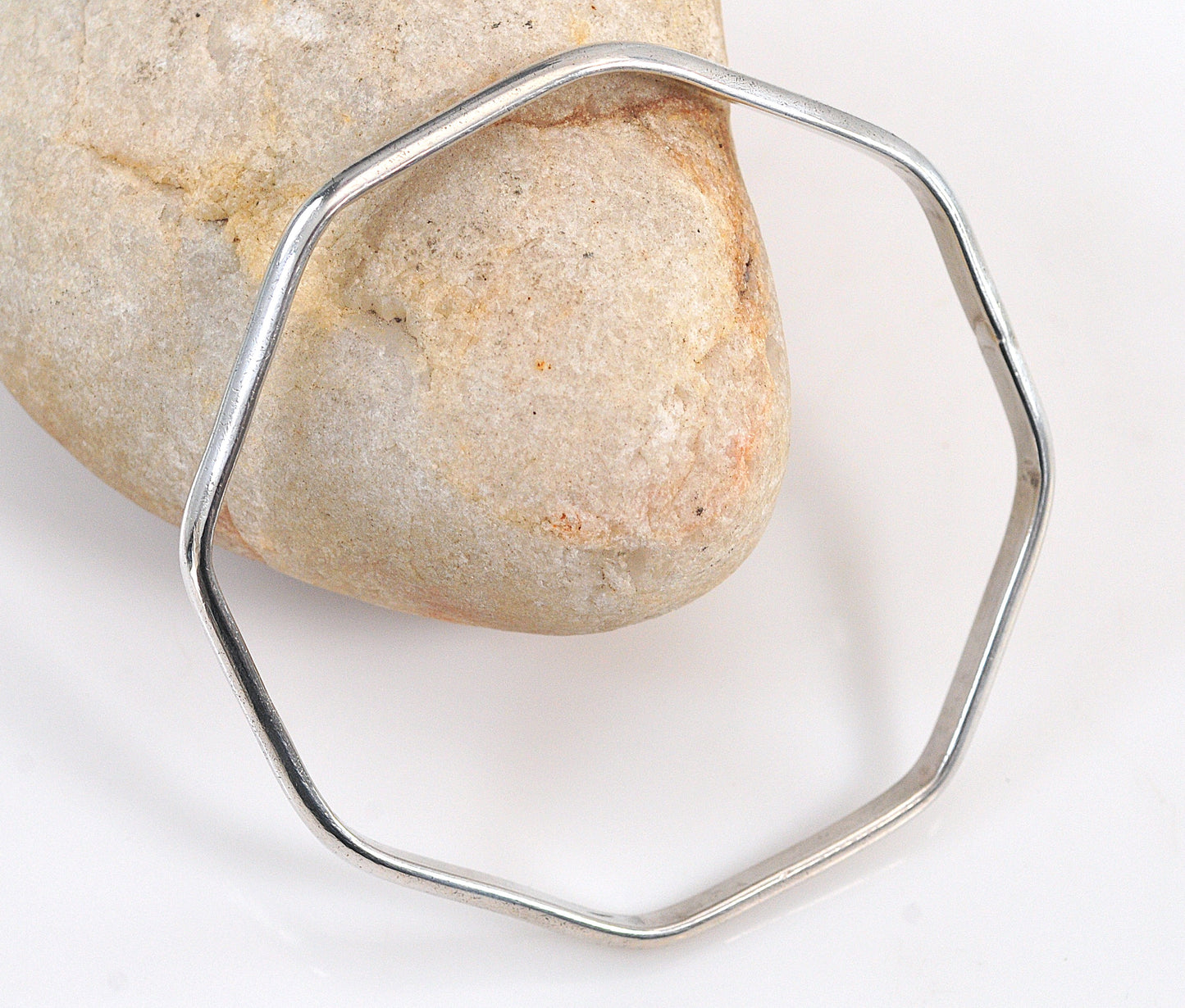 Vintage Octagonal Solid Sterling Silver Bangle Bracelet