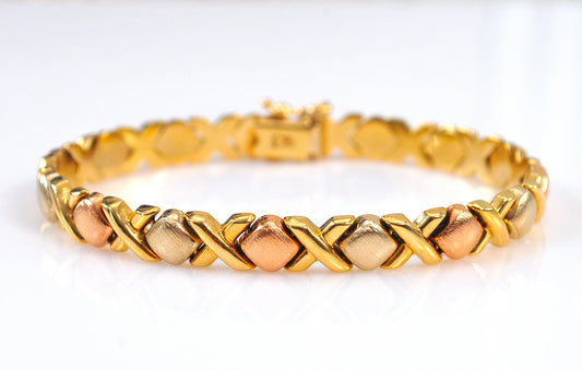 Designer 14K Gold Hugs and Kisses Bracelet