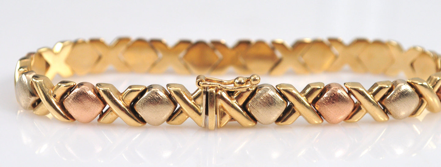 Designer 14K Gold Hugs and Kisses Bracelet