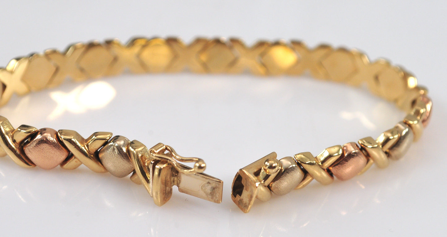 Designer 14K Gold Hugs and Kisses Bracelet