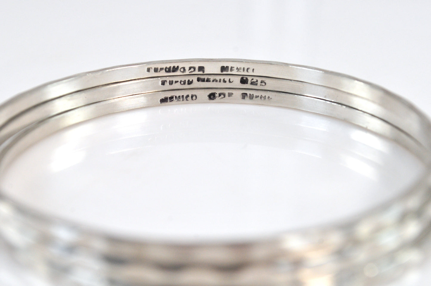 Taxco Set of 3 Sterling Silver Hammered Bangle Bracelets