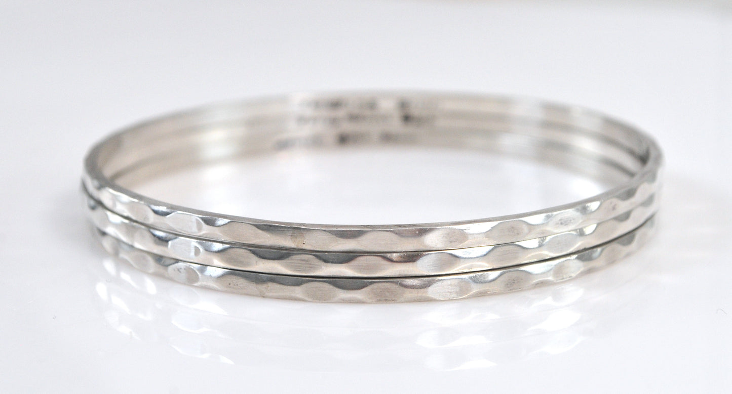 Taxco Set of 3 Sterling Silver Hammered Bangle Bracelets