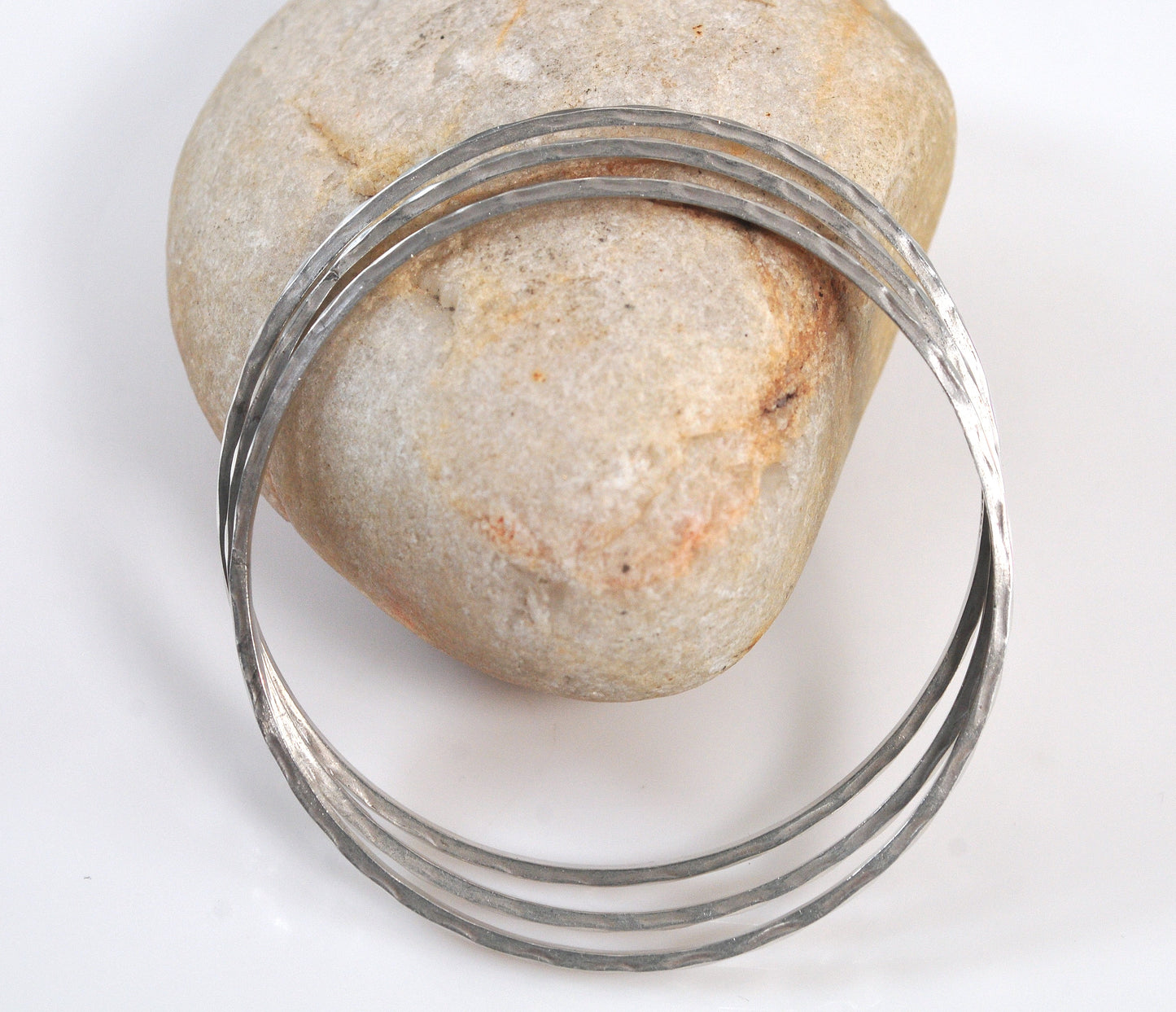 Taxco Set of 3 Sterling Silver Hammered Bangle Bracelets