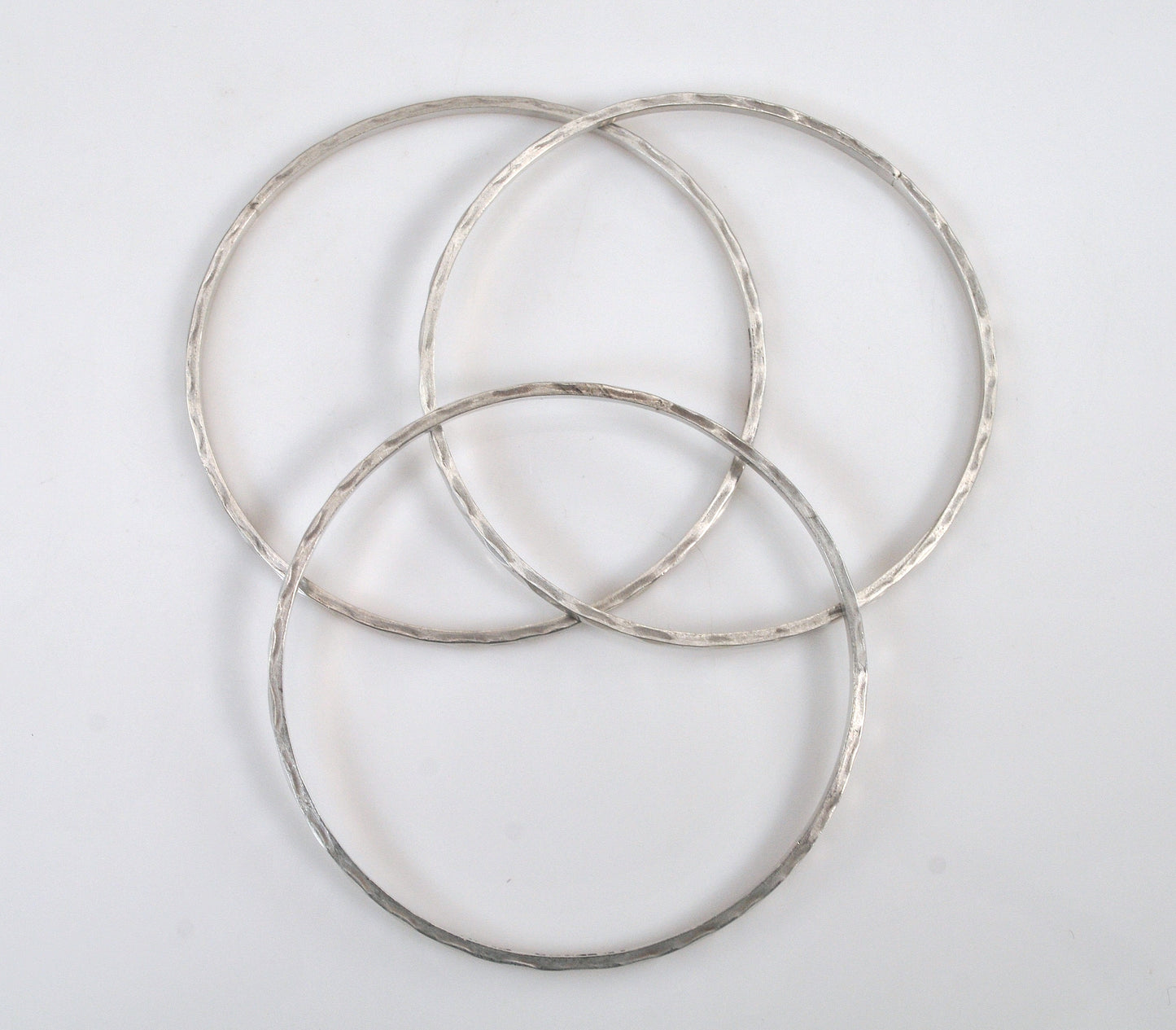 Taxco Set of 3 Sterling Silver Hammered Bangle Bracelets
