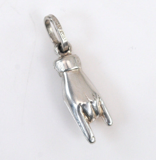 SMALL Sterling Silver Italian Good Luck Hand Pendant