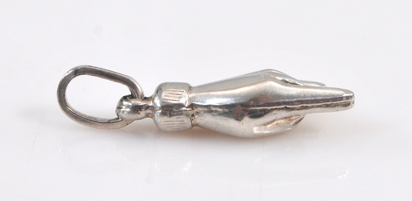 SMALL Sterling Silver Italian Good Luck Hand Pendant