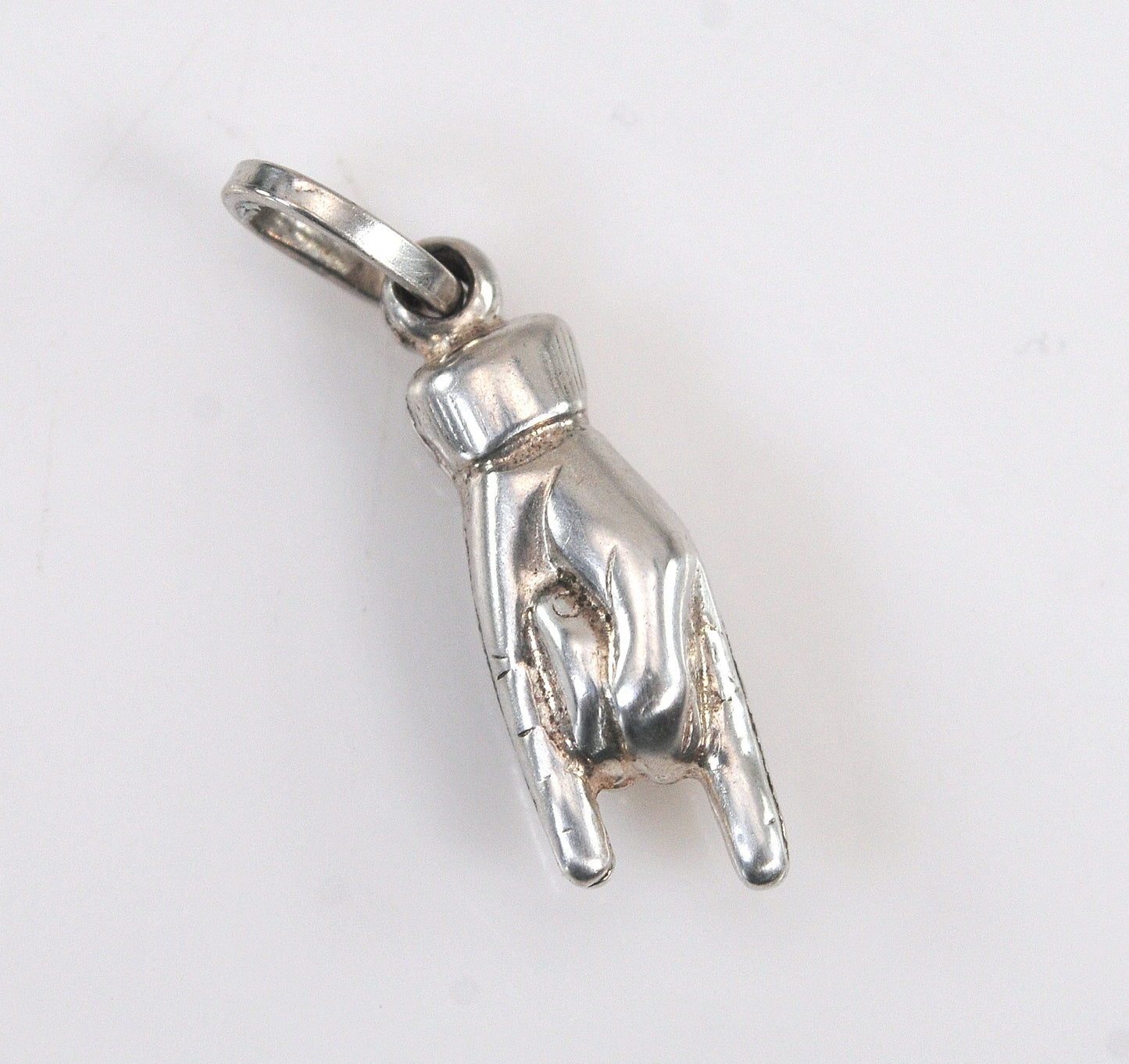 SMALL Sterling Silver Italian Good Luck Hand Pendant